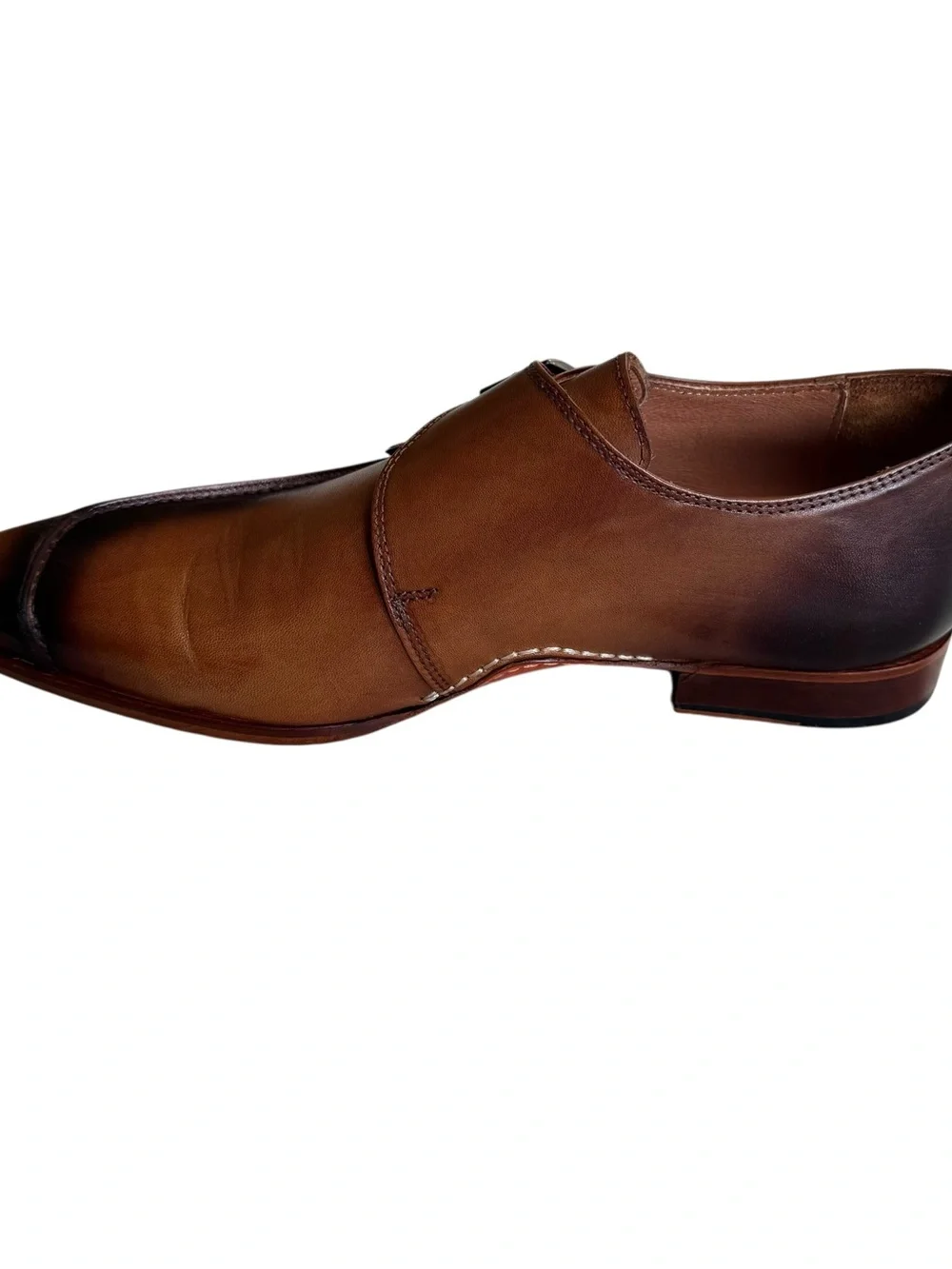 New Vinci Hagrid Tan Leather Single Monk Strap Handmade Men Shoe 44 EU (10.5/11)